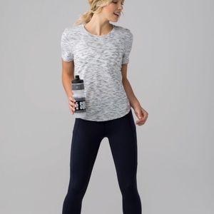 Lululemon Long Distance Short Sleeve in Tiger Space Dye Black White